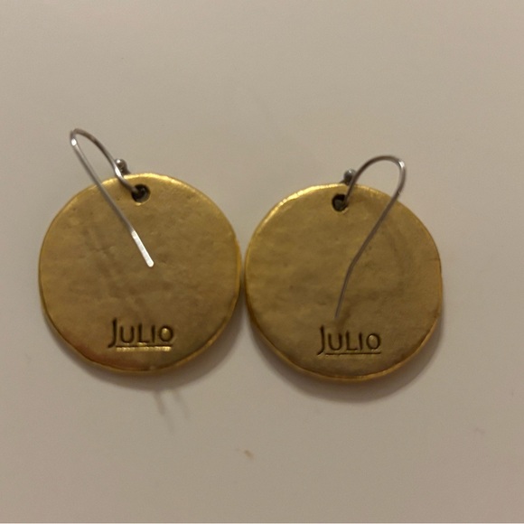 Gold and Silver Cross Disc Earrings - Picture 3 of 3